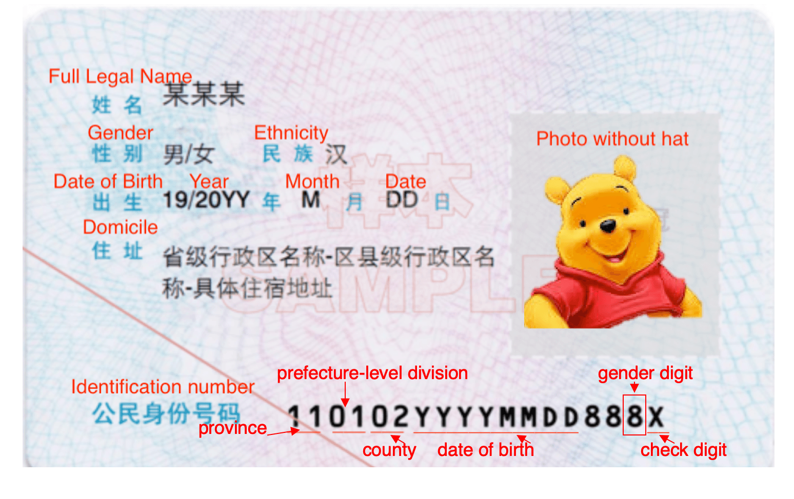 chinese id number digits